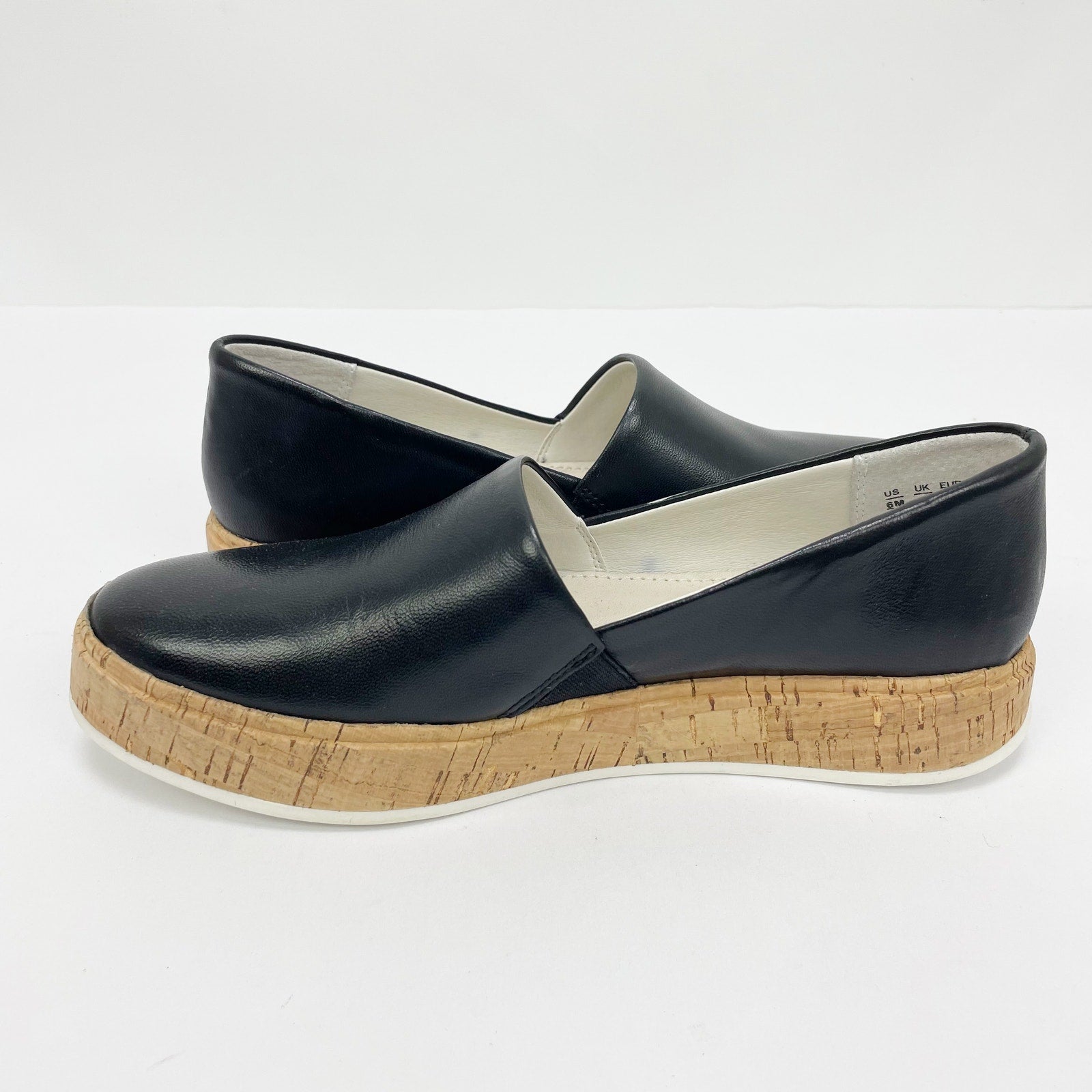 Franco Sarto Womens Derek Sneaker Size 6 Black Leather Lightweight Slip-On NIB