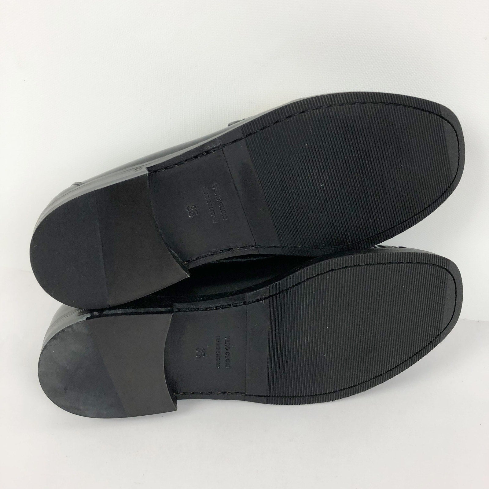 Buscemi Womens Town Loafers EU 35 US 5 Black Leather Gold Made in Italy NWOB