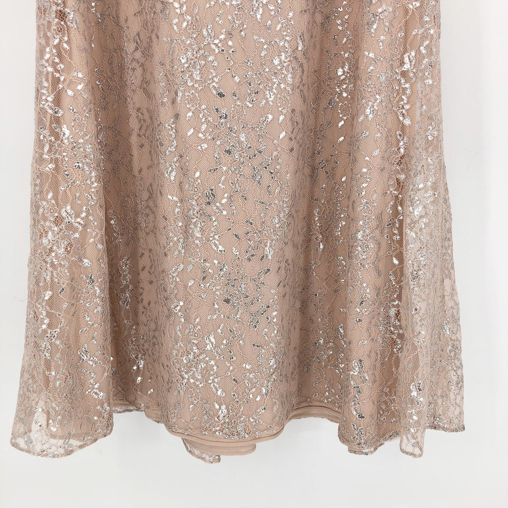 AFTER SIX Rococo Lace Sequin Two-Piece Gown Size 4 Champagne Silver Lace NWT