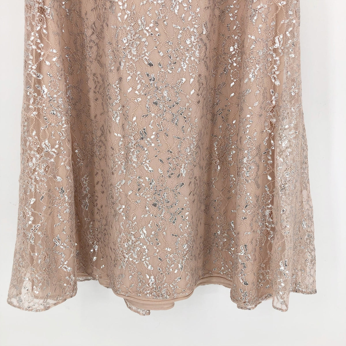 AFTER SIX Rococo Lace Sequin Two-Piece Gown Size 4 Champagne Silver Lace NWT