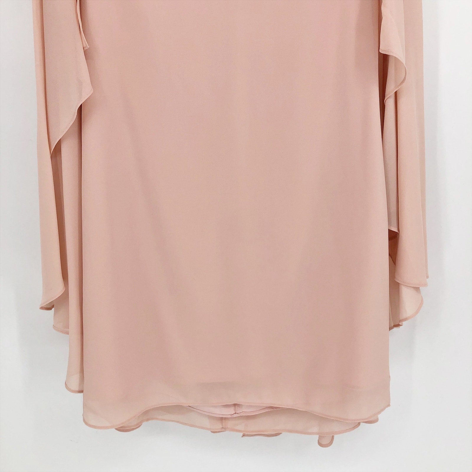 VINCE CAMUTO Women Capelet Shift Dress Size 2 Pink Blush Chiffon LS NWOT