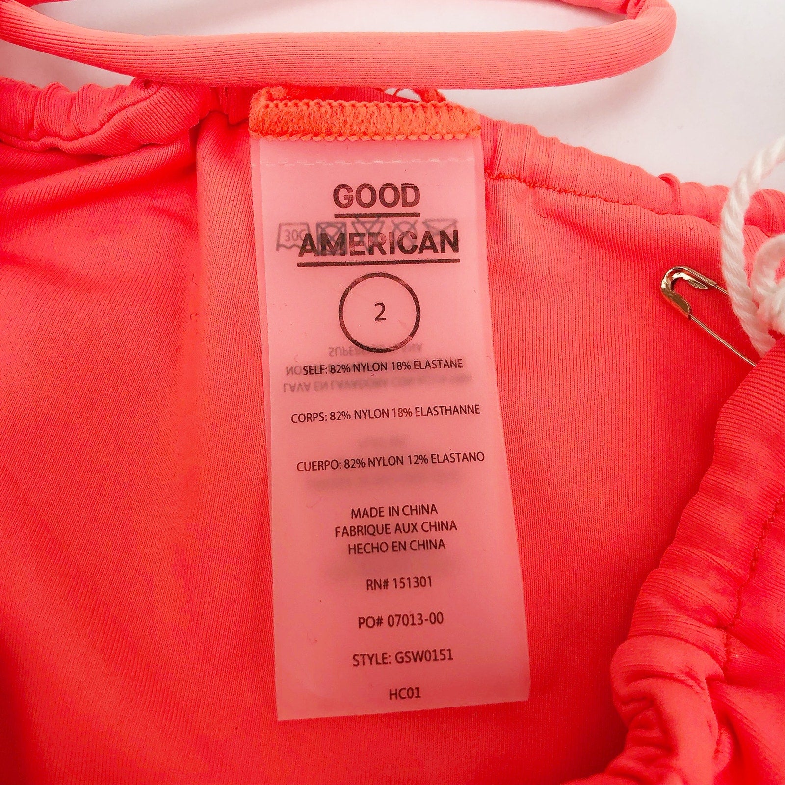 Good American Tiny Ties Bikini Bottoms 2 Medium Swimwear Matte Hot Coral NWT