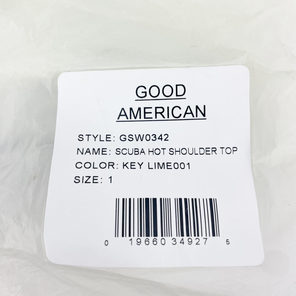 Good American Scuba Hot Shoulder Bikini Top Size 1 Small Swim Key Lime Green NWT