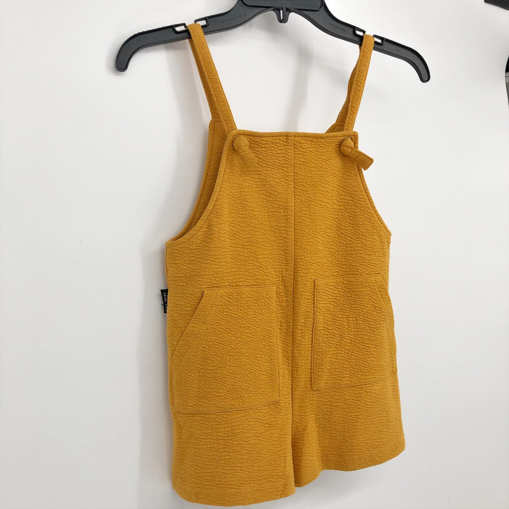 TINY TRIBE AUSTRALIA Kids Knot Overalls US 6 Gold Stretch Knit Pockets NWOT