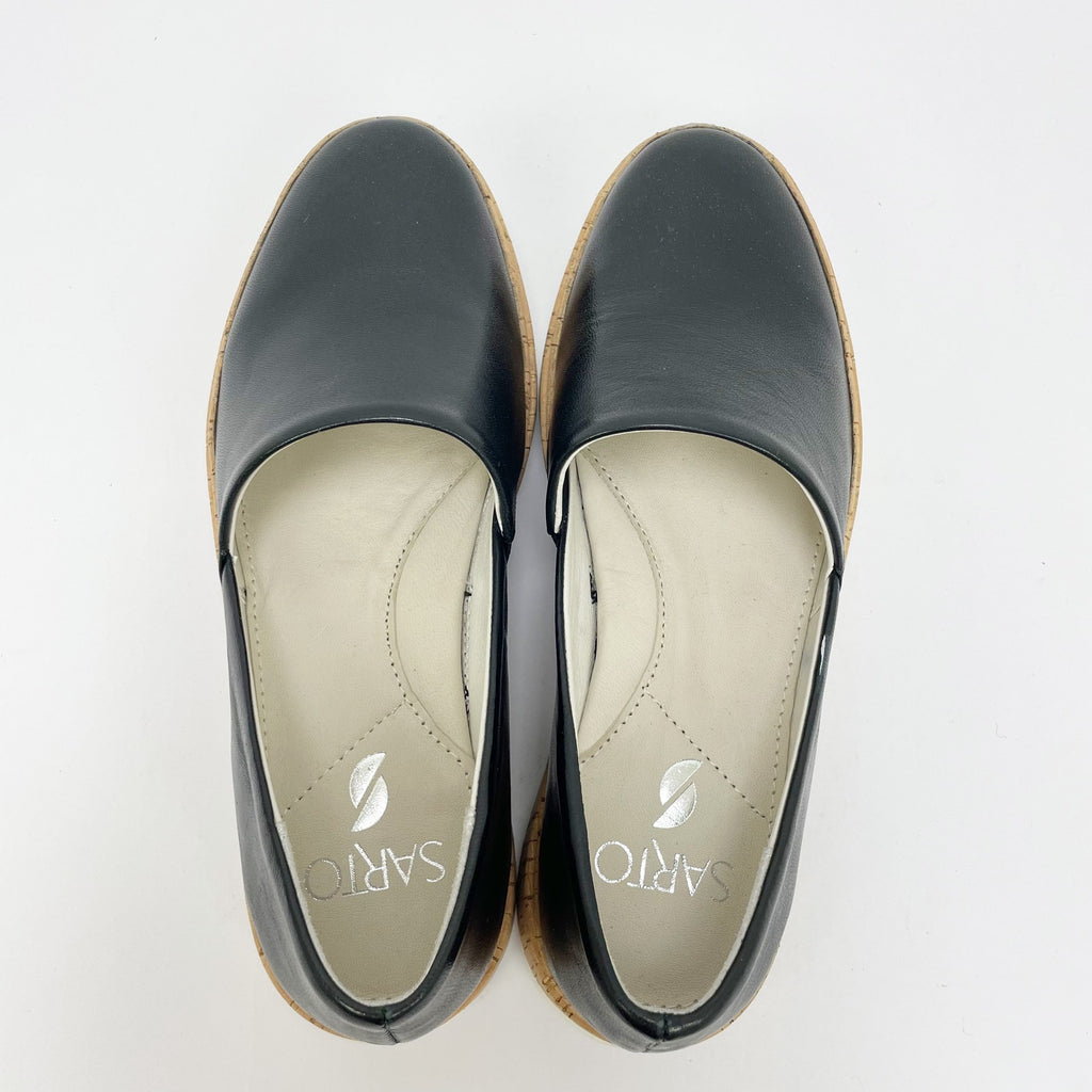 Franco Sarto Womens Derek Sneaker Size 6 Black Leather Lightweight Slip-On NIB