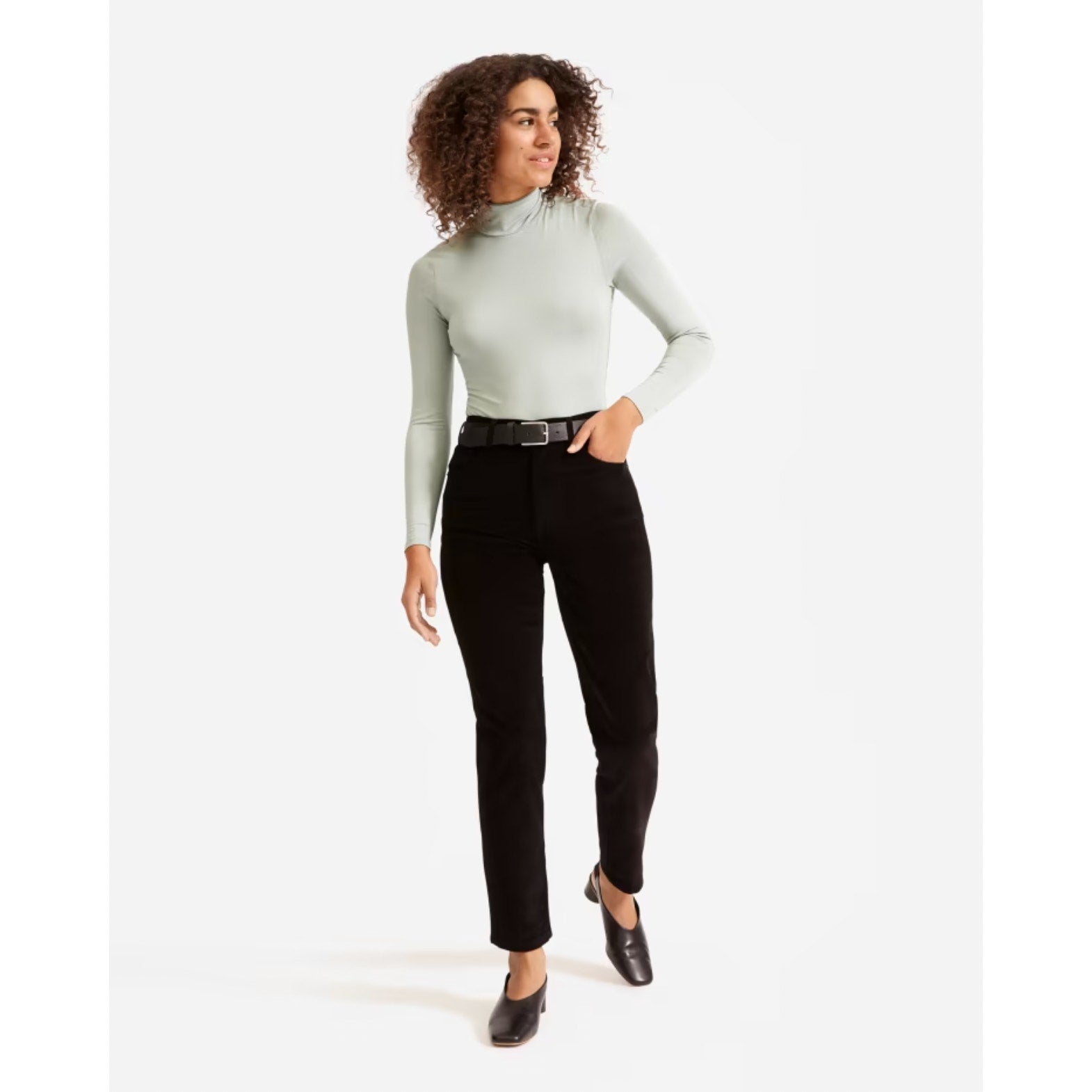 Everlane Womens Baby Cord Cheeky Pants 29 US 8 Black Corduroy Straight Leg