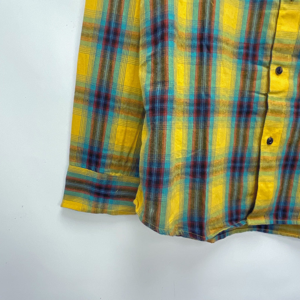 prAna Mens Dolberg Flannel Shirt Small Tall Yellow Plaid