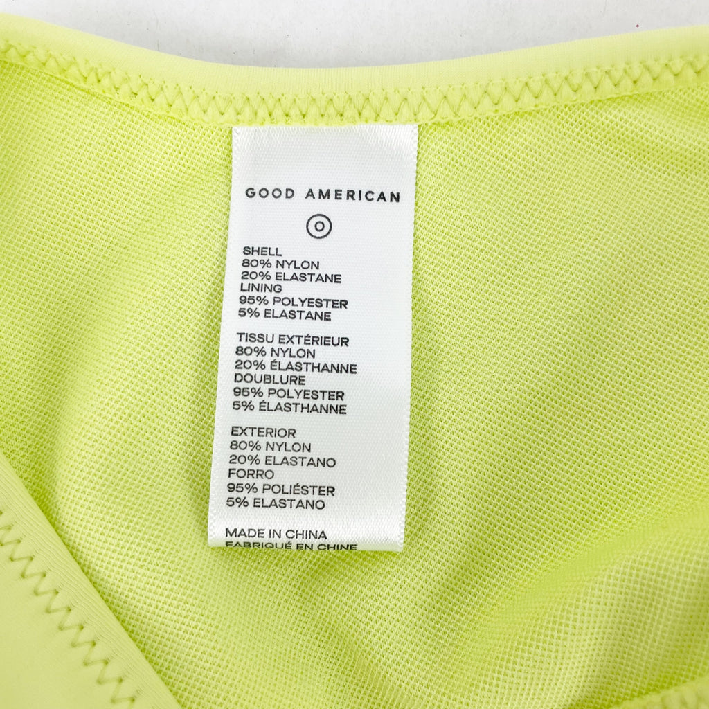 Good American Scuba Hot Shoulder Bikini Top Size 0 XS Swim Key Lime Green NWT