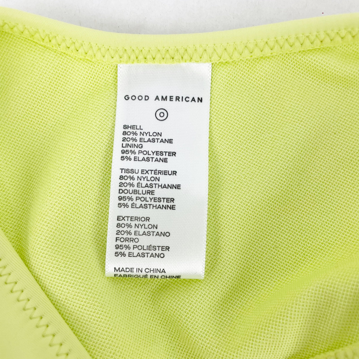 Good American Scuba Hot Shoulder Bikini Top Size 0 XS Swim Key Lime Green NWT