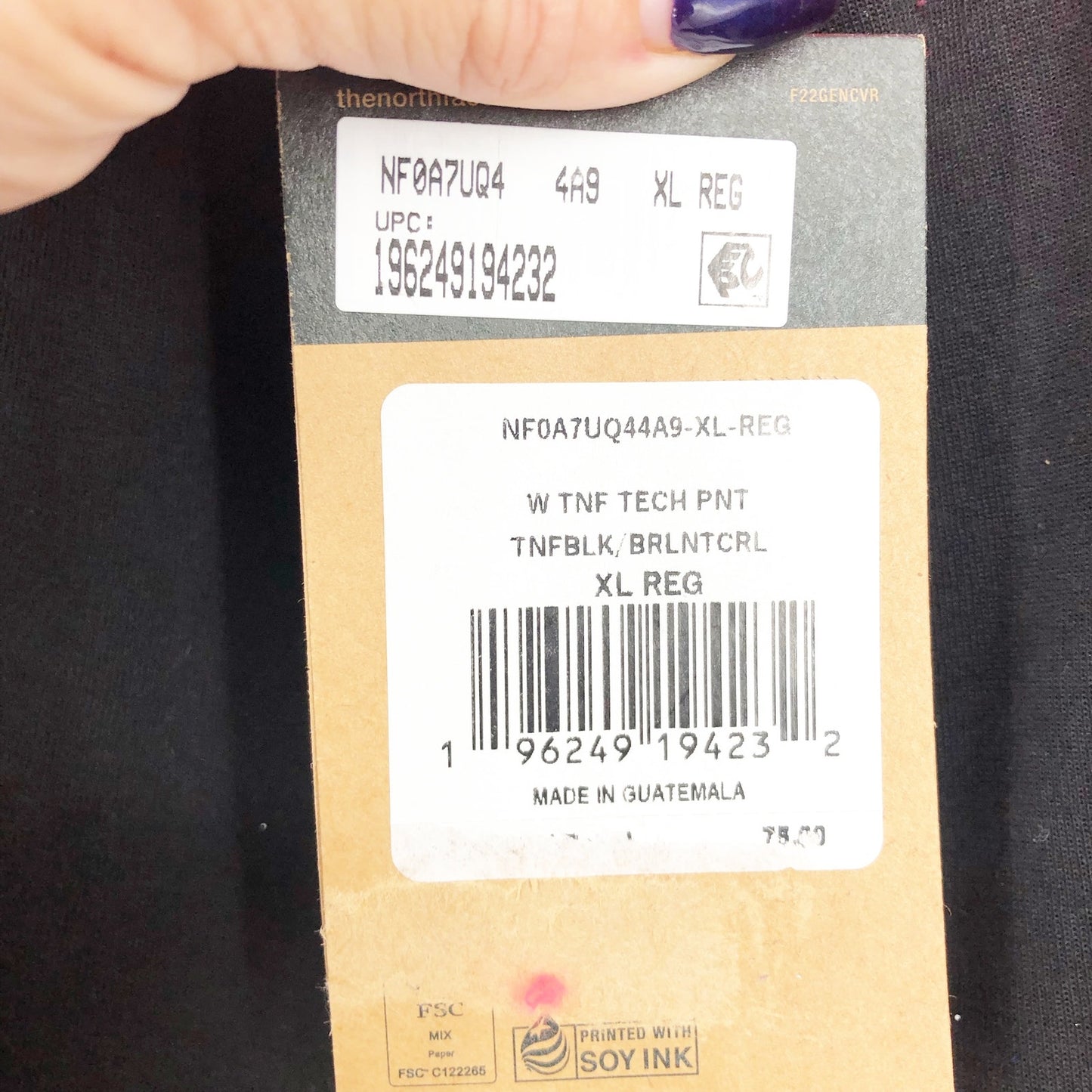 The North Face Womens TNF Tech Pants XL Black Hot Pink Drawstring Outdoor NWT