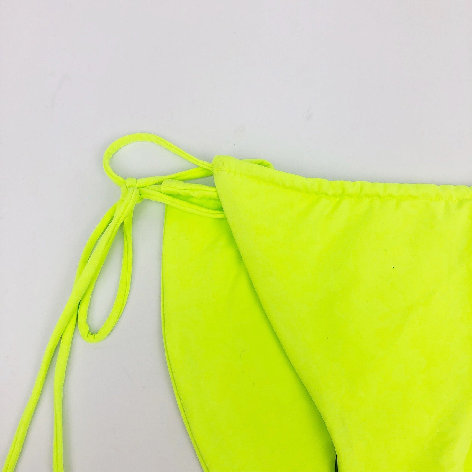 Good American Tiny Ties Bottoms 3 Large Swim Matte Electric Lime Green NWT FLAW