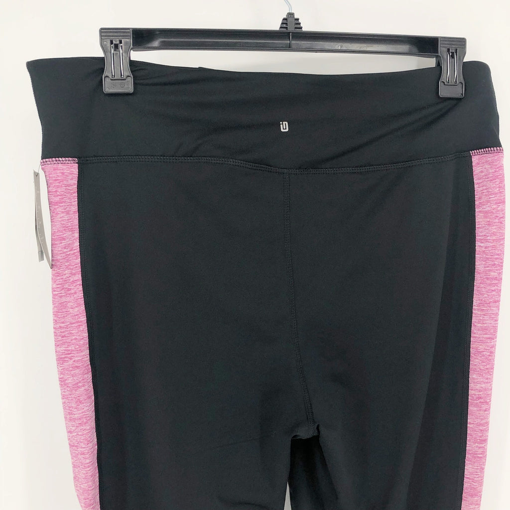 IDEOLOGY Womens Crop Leggings 1X Black Purple Colorblock Stripe NWT