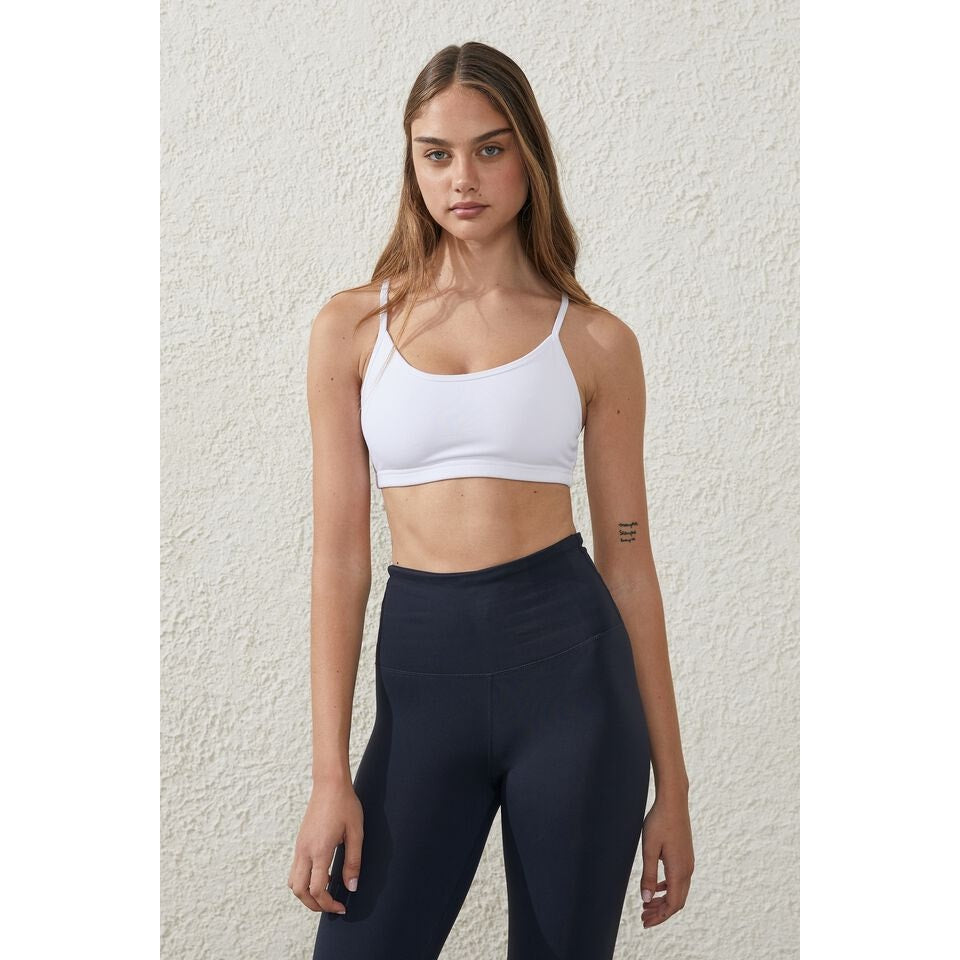 Cotton On Body Women Workout Yoga Crop Top Small White ScoopNeck Convertible NWT