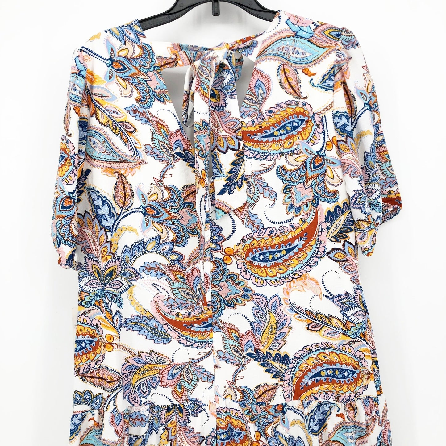 INC International Concepts Womens Paisley Dress XS White Multicolor Vneck NWT