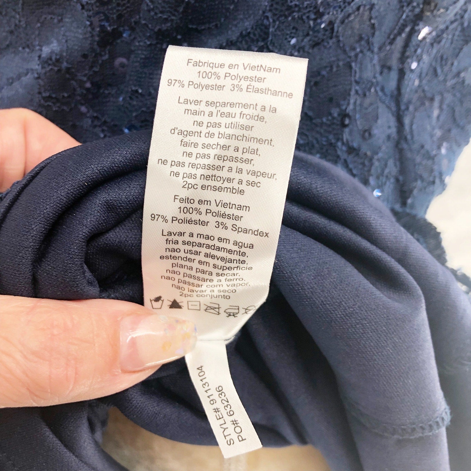 SLNY Sequined Lace Sheath Dress Size 12 Navy Blue Cocktail Sleeveless NWOT