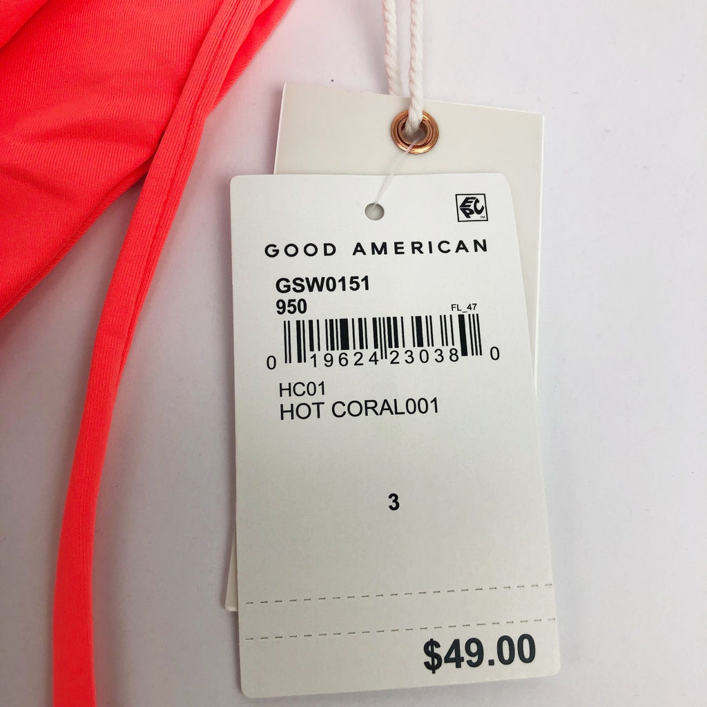 Good American Tiny Ties Bikini Bottoms Sz 1 Small Swimwear Matte Hot Pink NWT