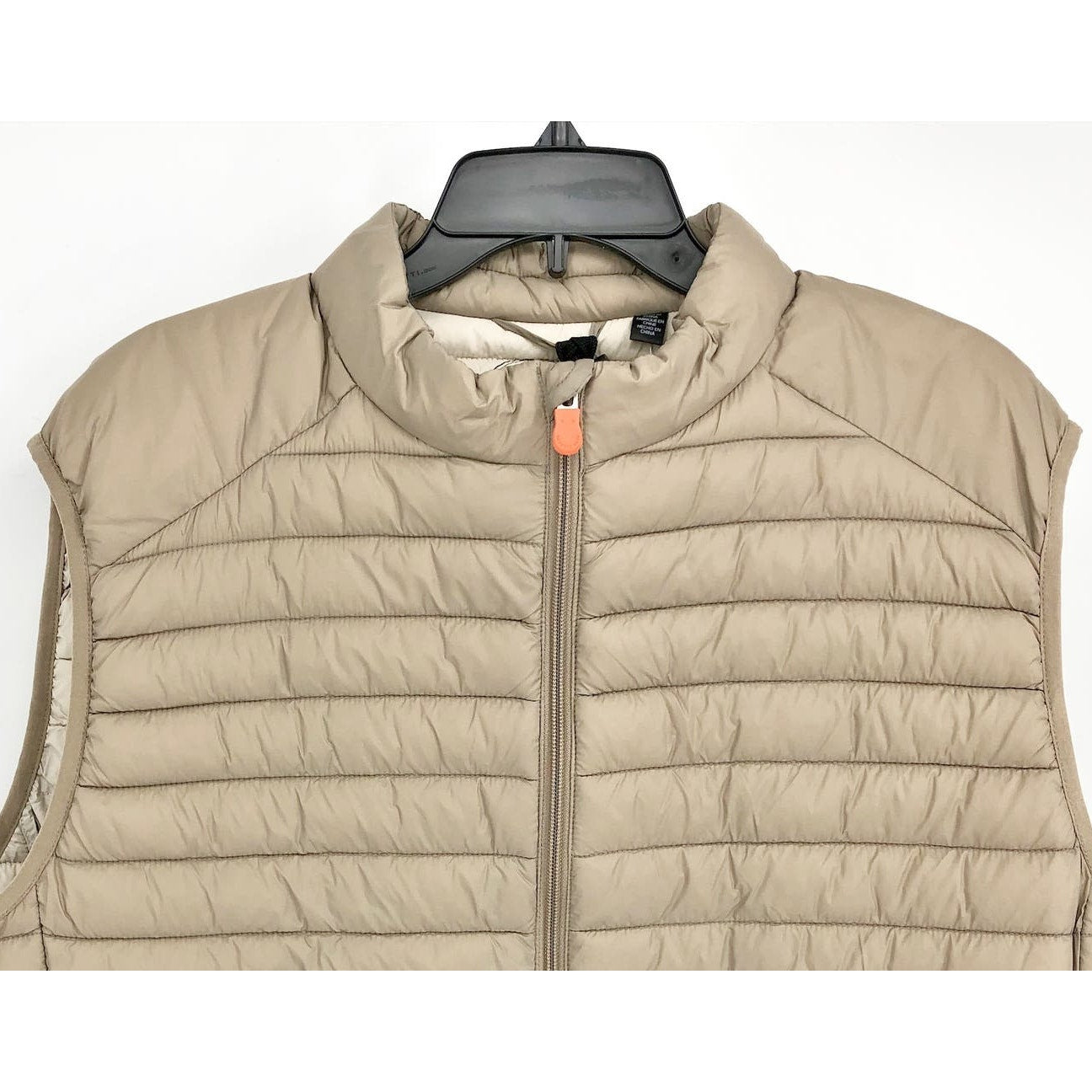 Save the Duck Womens Giga 16 Puffer Vest XXL Dune Beige Full Zip Mock Neck NWT
