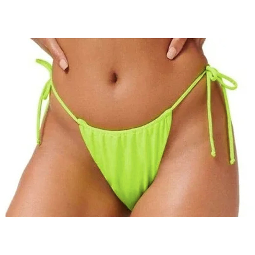 Good American Tiny Ties Bottom 3 Large Swim Matte Electric Lime Green NWT FLAW
