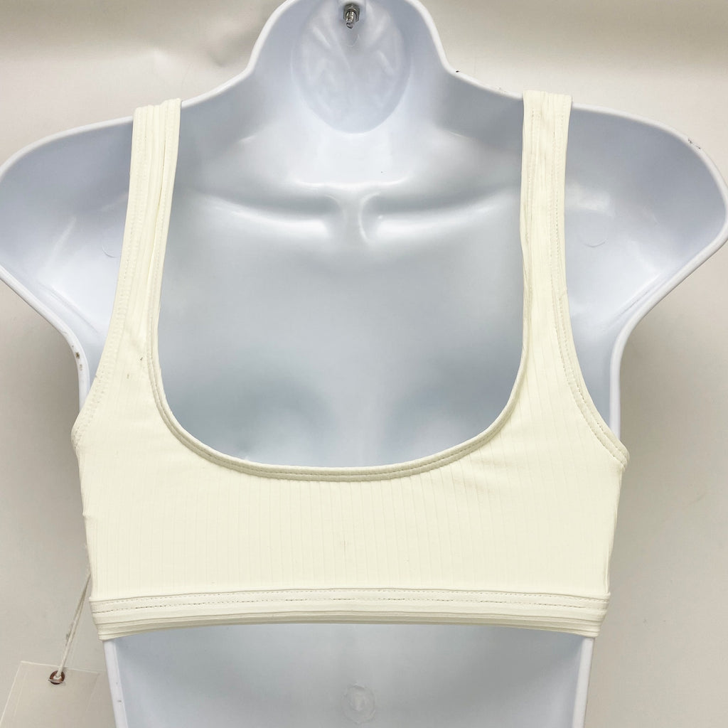 Good American Rib Scoop Neck Bikini Top Sz 6 3XL Ivory White Swim Wide Strap NWT