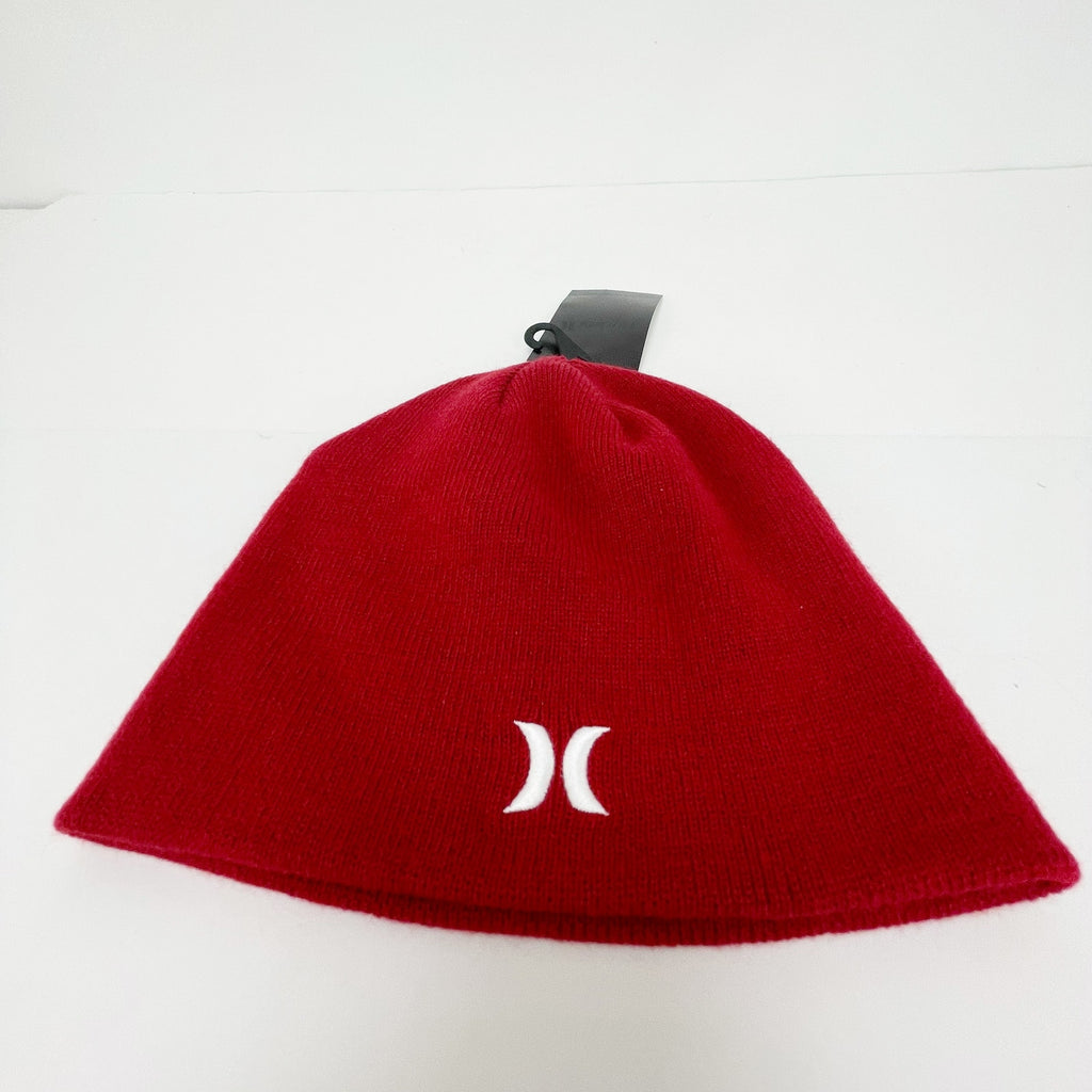 Hurley Adult Icon Staples Beanie Hat One Size Red Logo Knit NWT