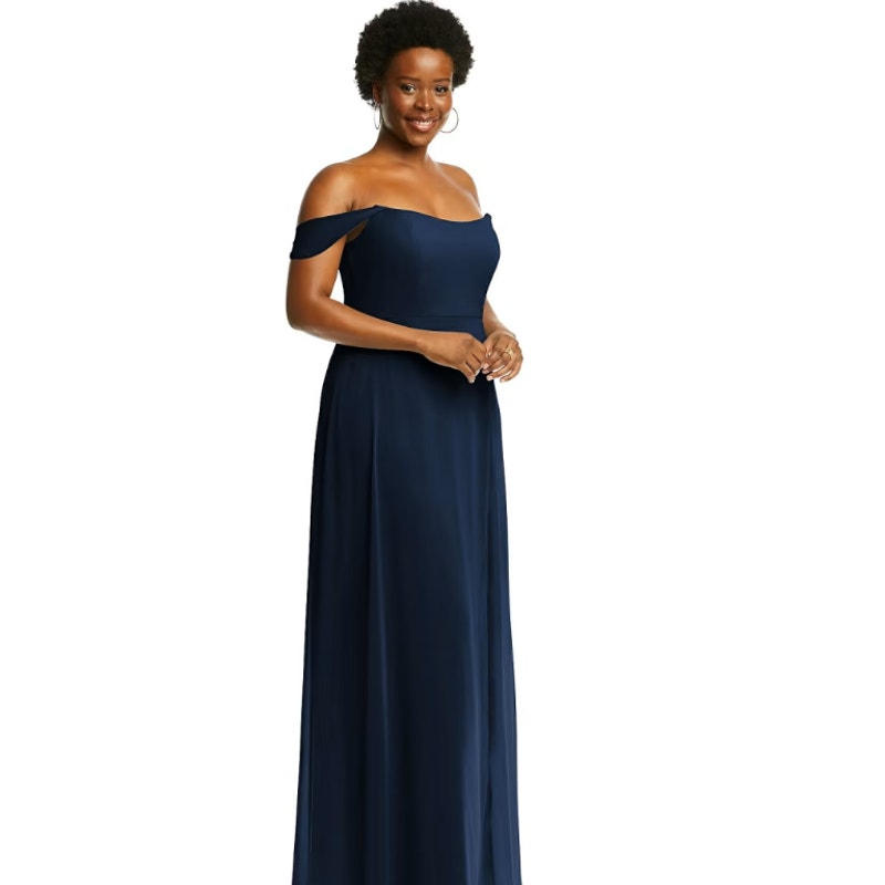 AFTER SIX 1560 Off-the-Shoulder Long Dress 2R Midnight Blue Gown Formal NWOT