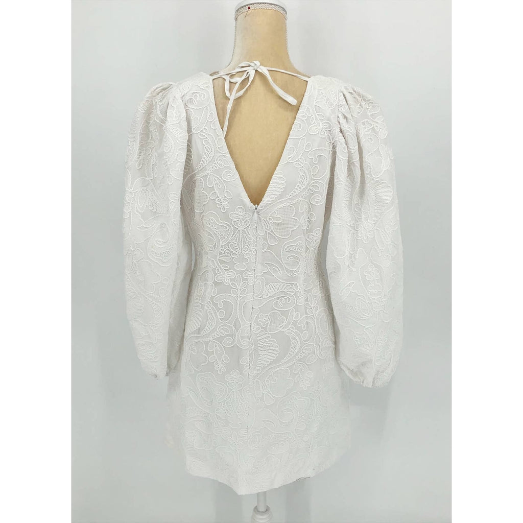 SAMSOE SAMSOE Women's Anai Dress Medium Bright White Embroidered V Neck NWOT