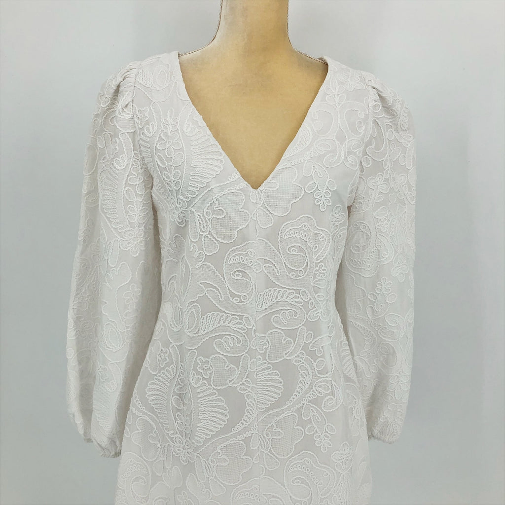 SAMSOE SAMSOE Women's Anai Dress Medium Bright White Embroidered V Neck NWOT