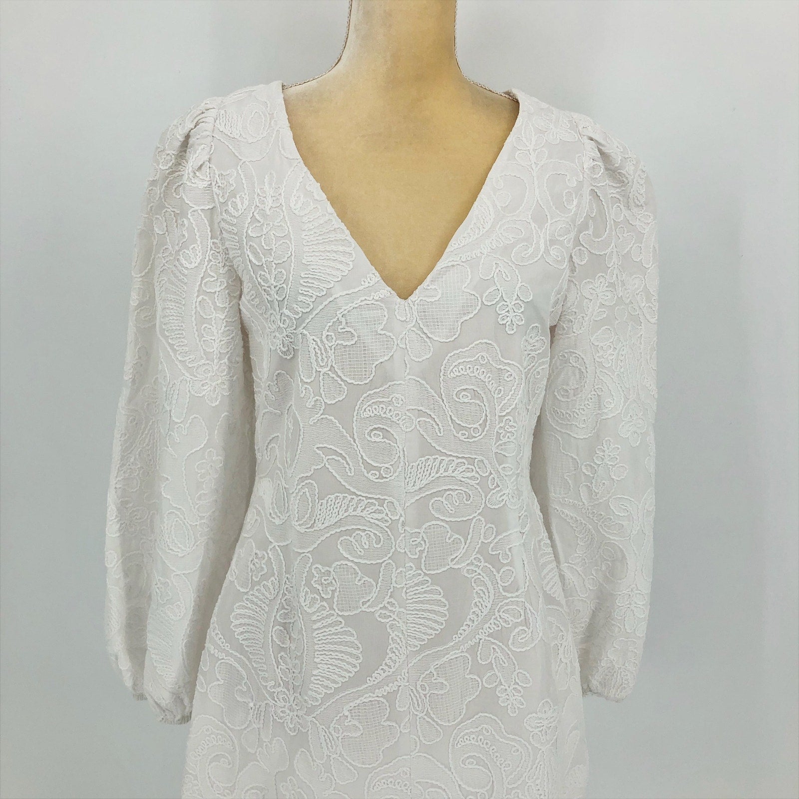 SAMSOE SAMSOE Women's Anai Dress Medium Bright White Embroidered V Neck NWOT