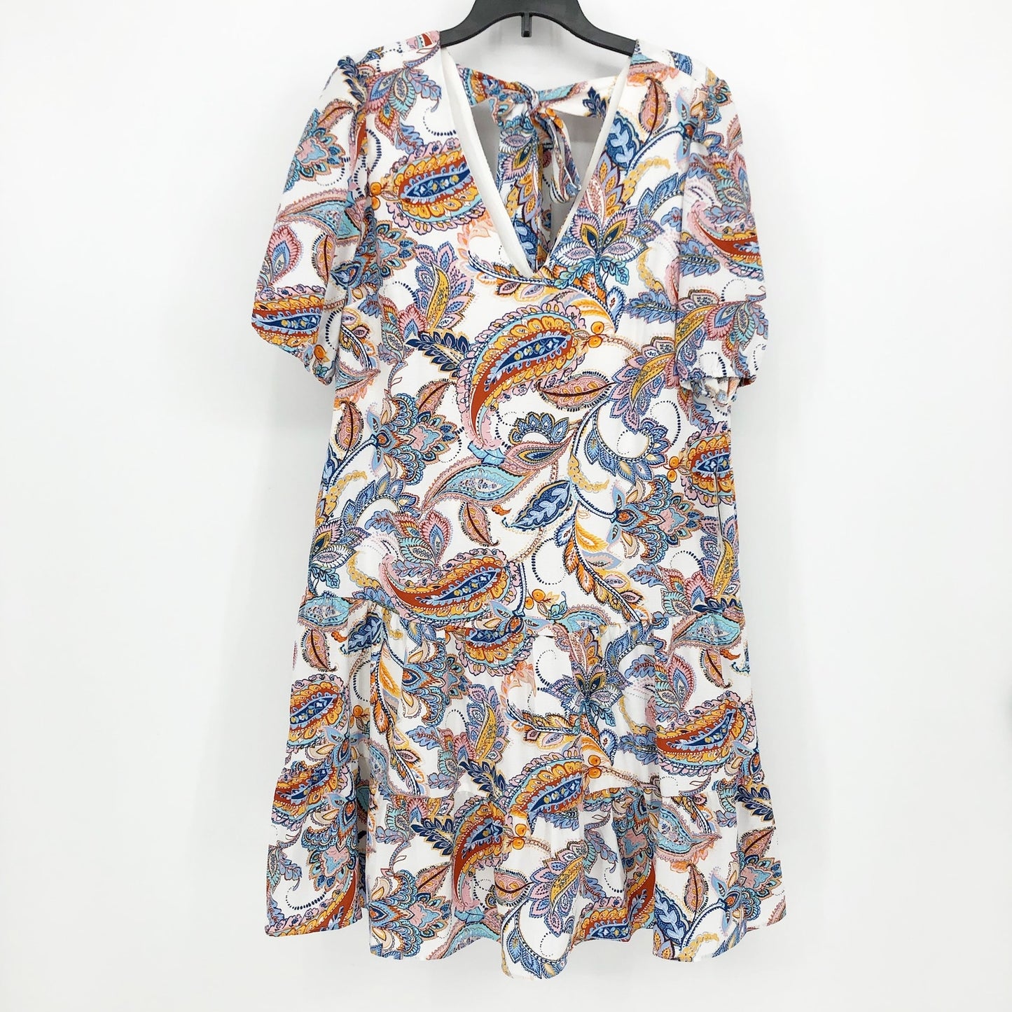 INC International Concepts Womens Paisley Dress XS White Multicolor Vneck NWT