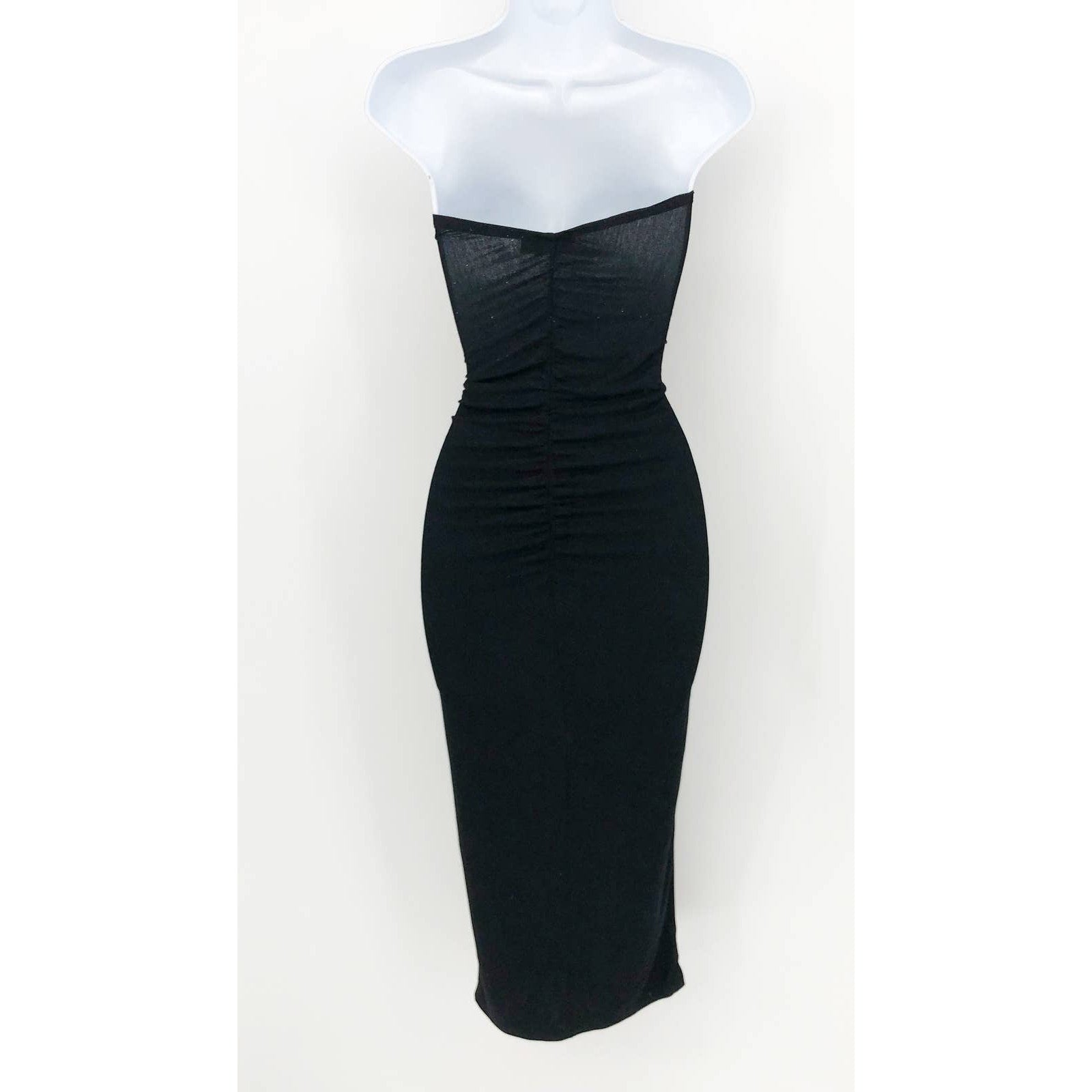 ASOS DESIGN Women's Cut Out High Slit Ruched Strapless Dress Black Size 8