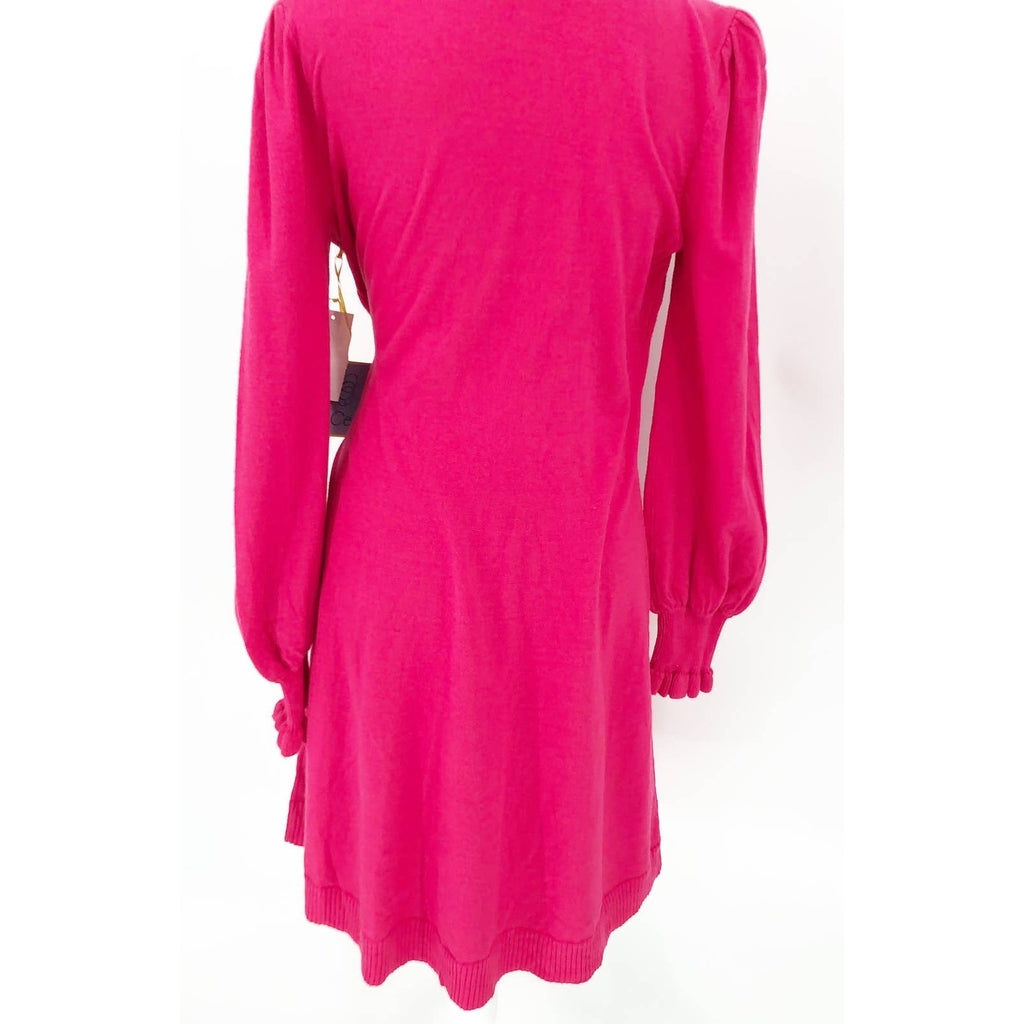 Cece Womens Sweater Knit Dress Large Rich Magenta Pink Long Sleeve NWT