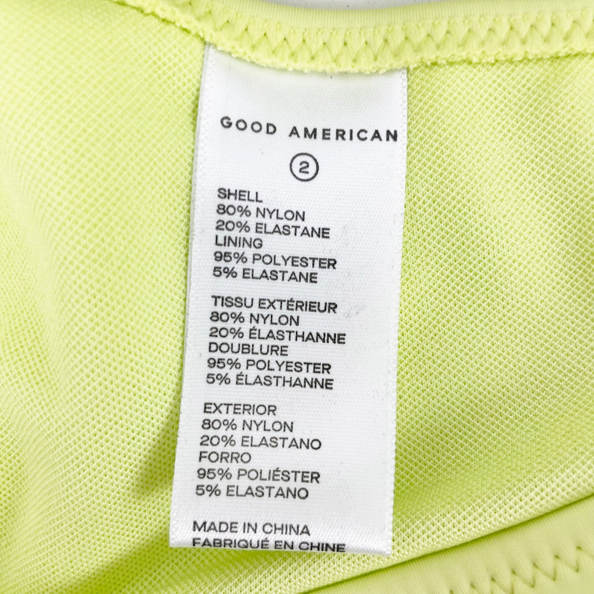Good American Scuba Hot Shoulder Bikini Top Sz 2 Medium Swim Key Lime Green NWT