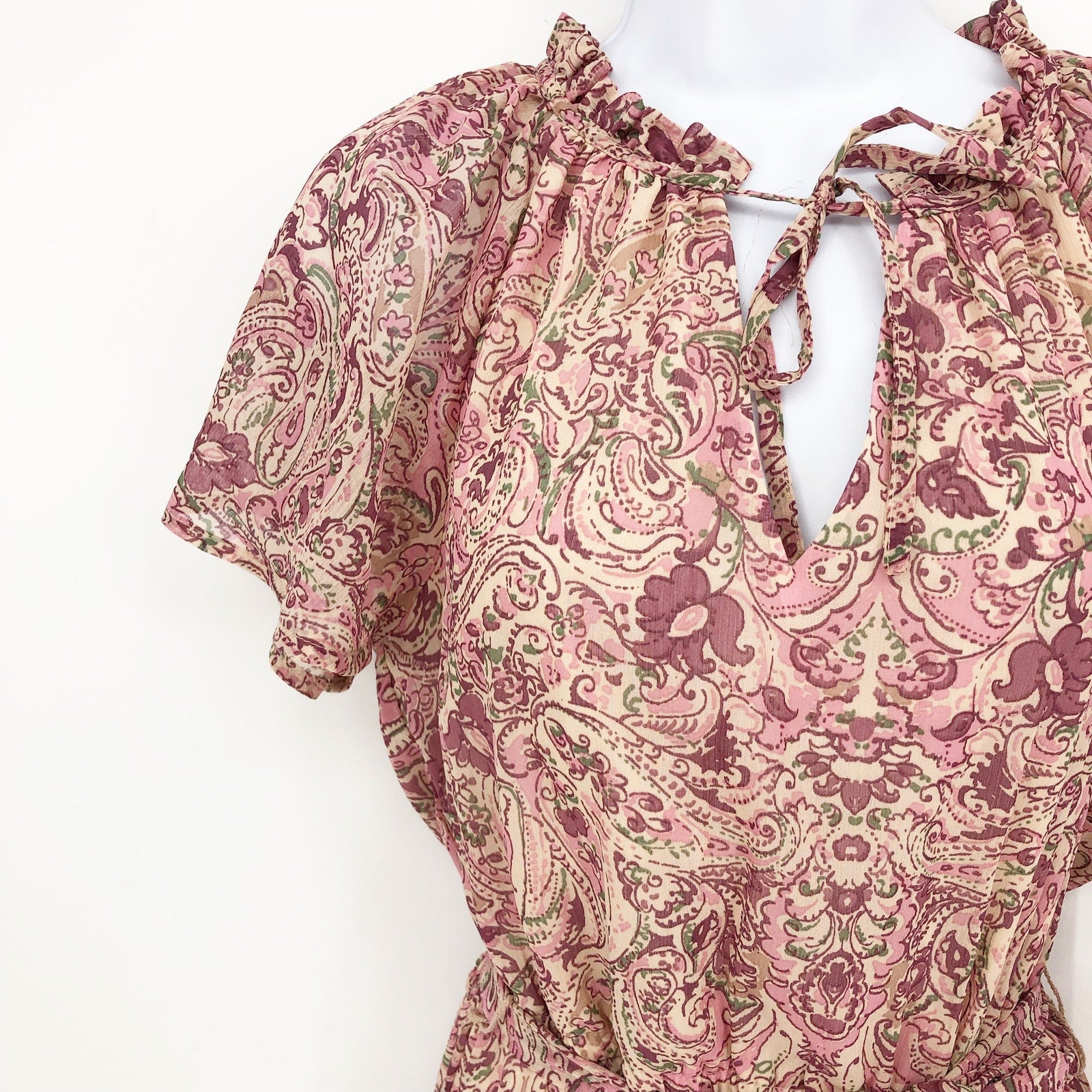 I.N.C. INTERNATIONAL CONCEPTS Midi Dress 4 Pink Blush Combo Paisley Tiered NWT