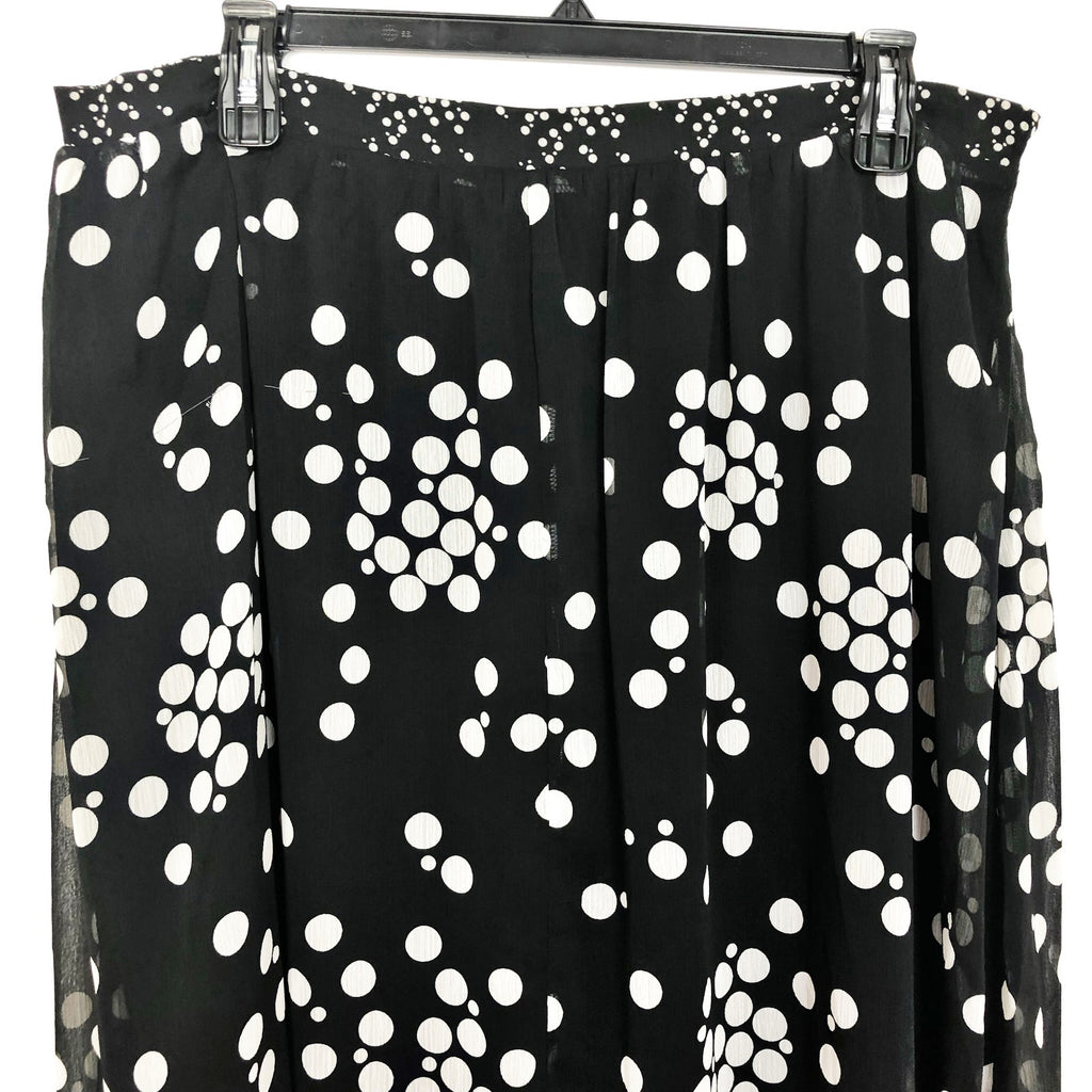 Estelle Womens Adele Spot Midi Skirt 2X Black White Handkerchief Hem NWT