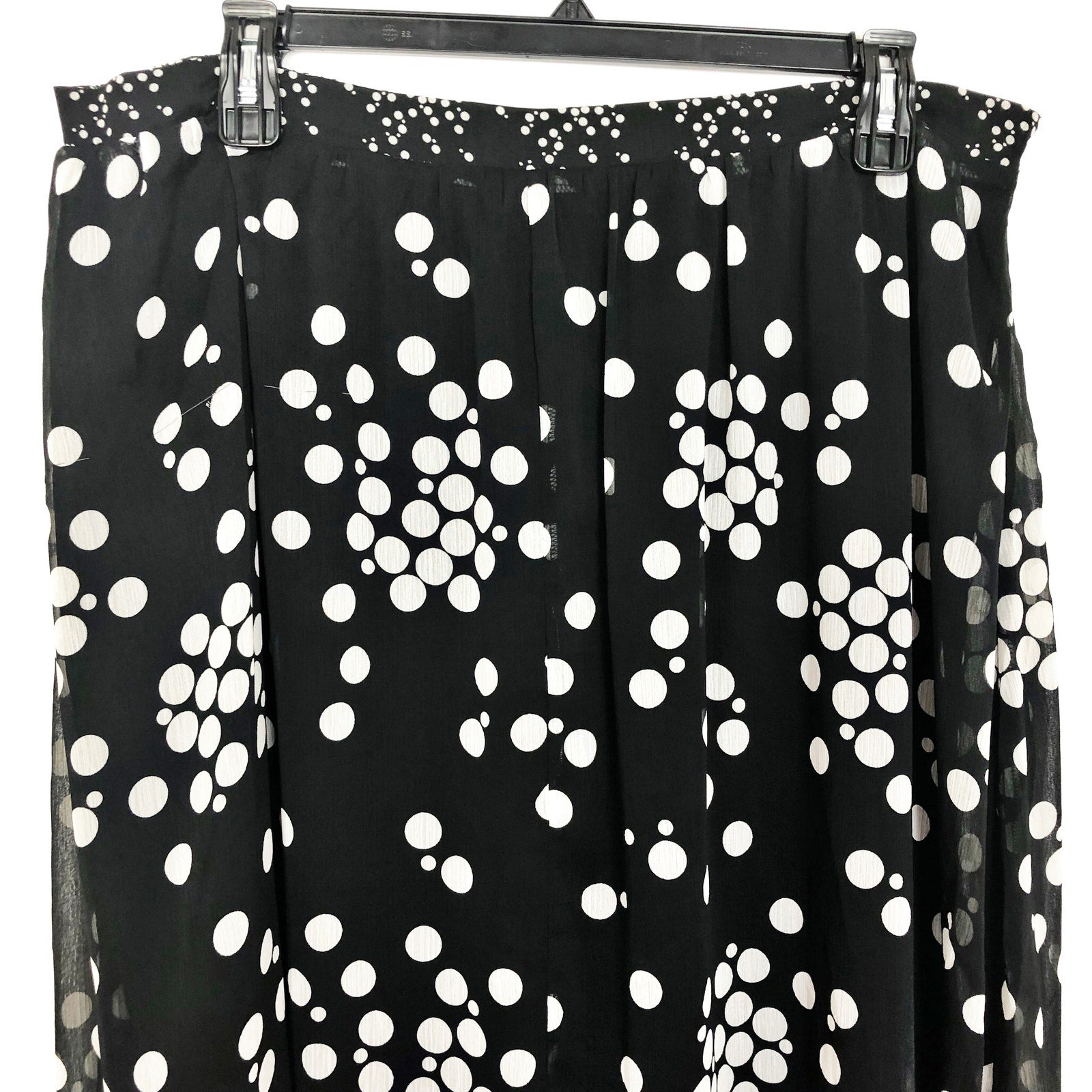 Estelle Womens Adele Spot Midi Skirt 2X Black White Handkerchief Hem NWT