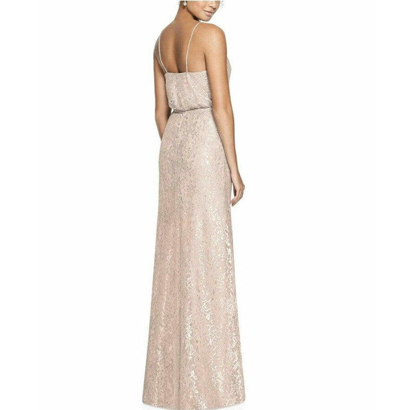 AFTER SIX Rococo Lace Sequin Two-Piece Gown Size 4 Champagne Silver Lace NWT