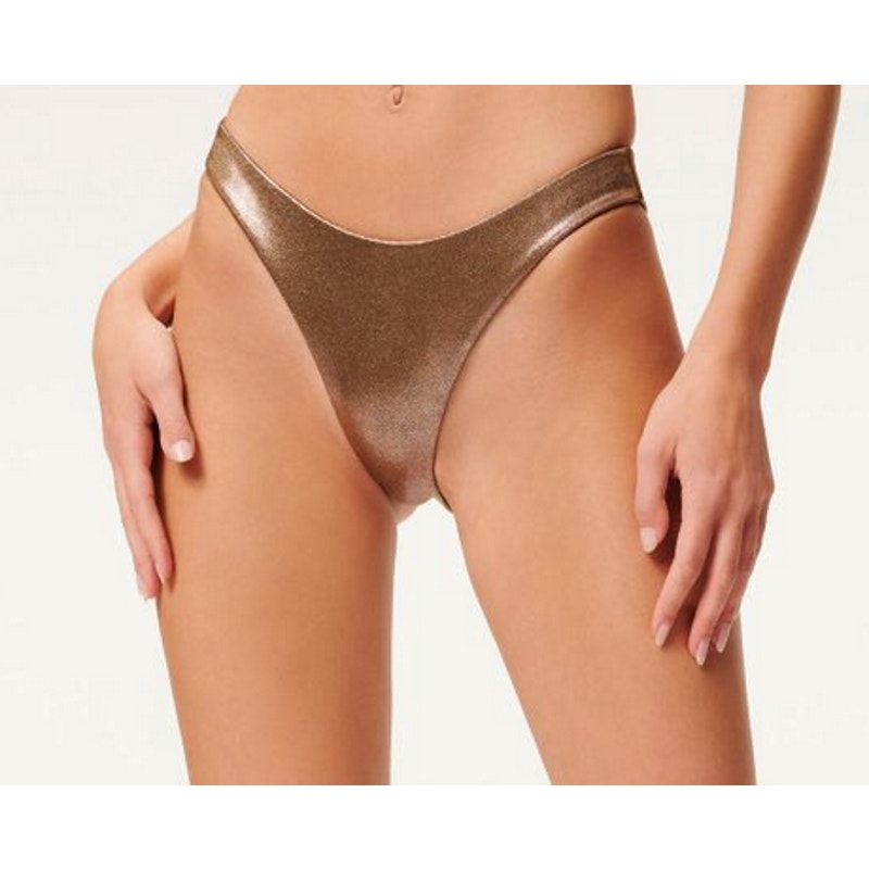 Good American Metallic Better Bikini Bottoms Medium Gold Mocha Foil NWT