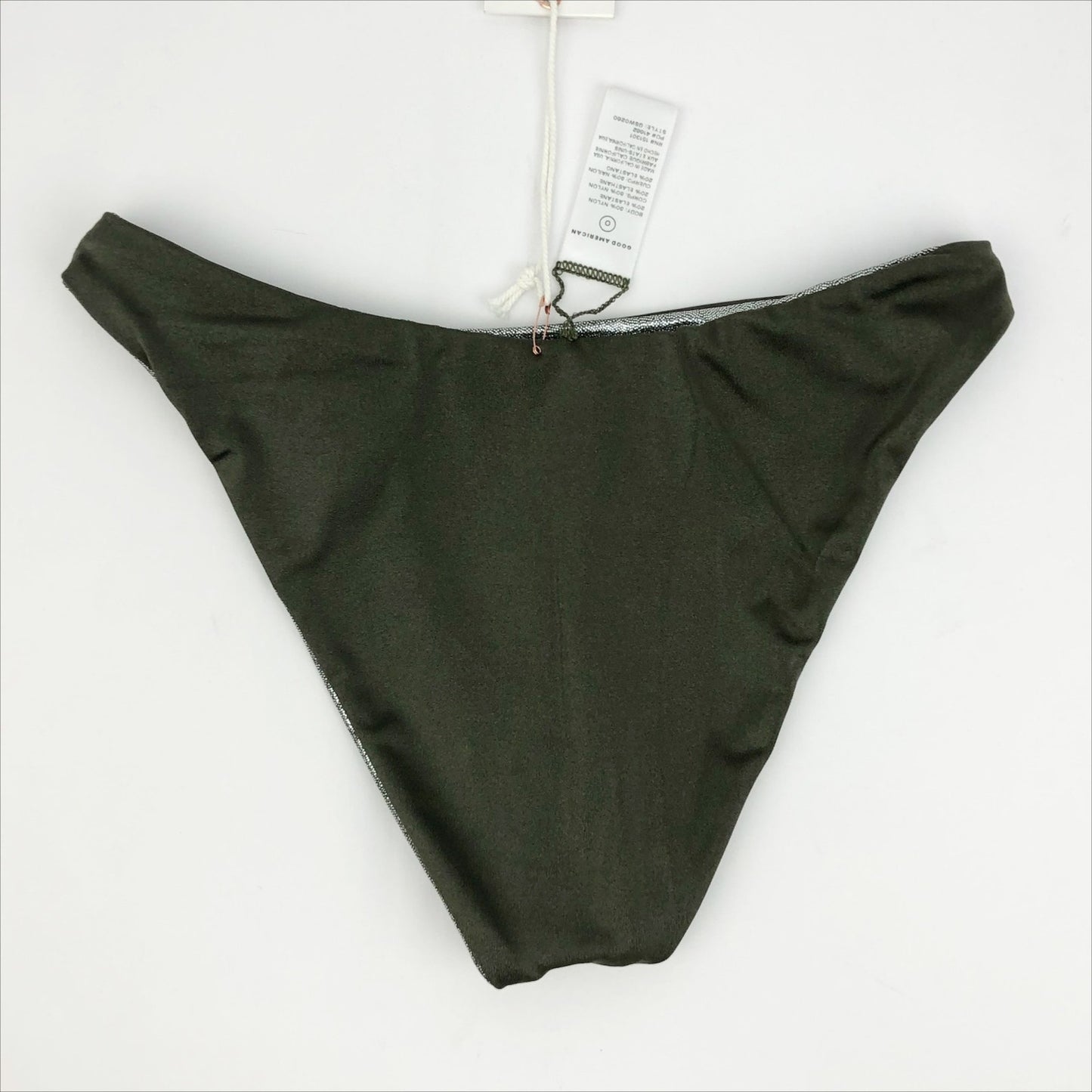 Good American Better Bikini Bottom Sz 4 XL Metallic Silver Green Reversible NWT
