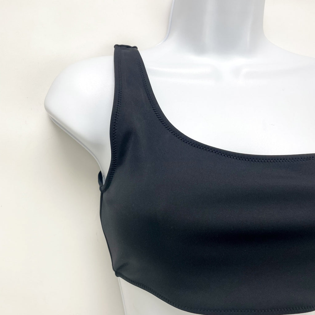 Good American Scuba Hot Shoulder Bikini Top Sz 6 US XXXL Swimwear Black NWT