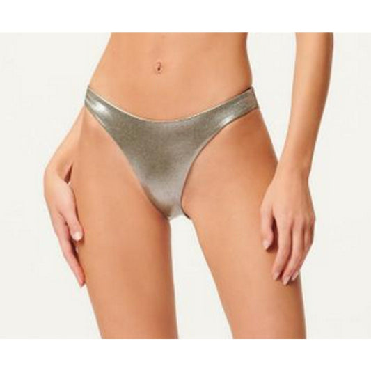 Good American Metallic Better Reversible Swim Bottom Sz 1 Small Silver Green NWT