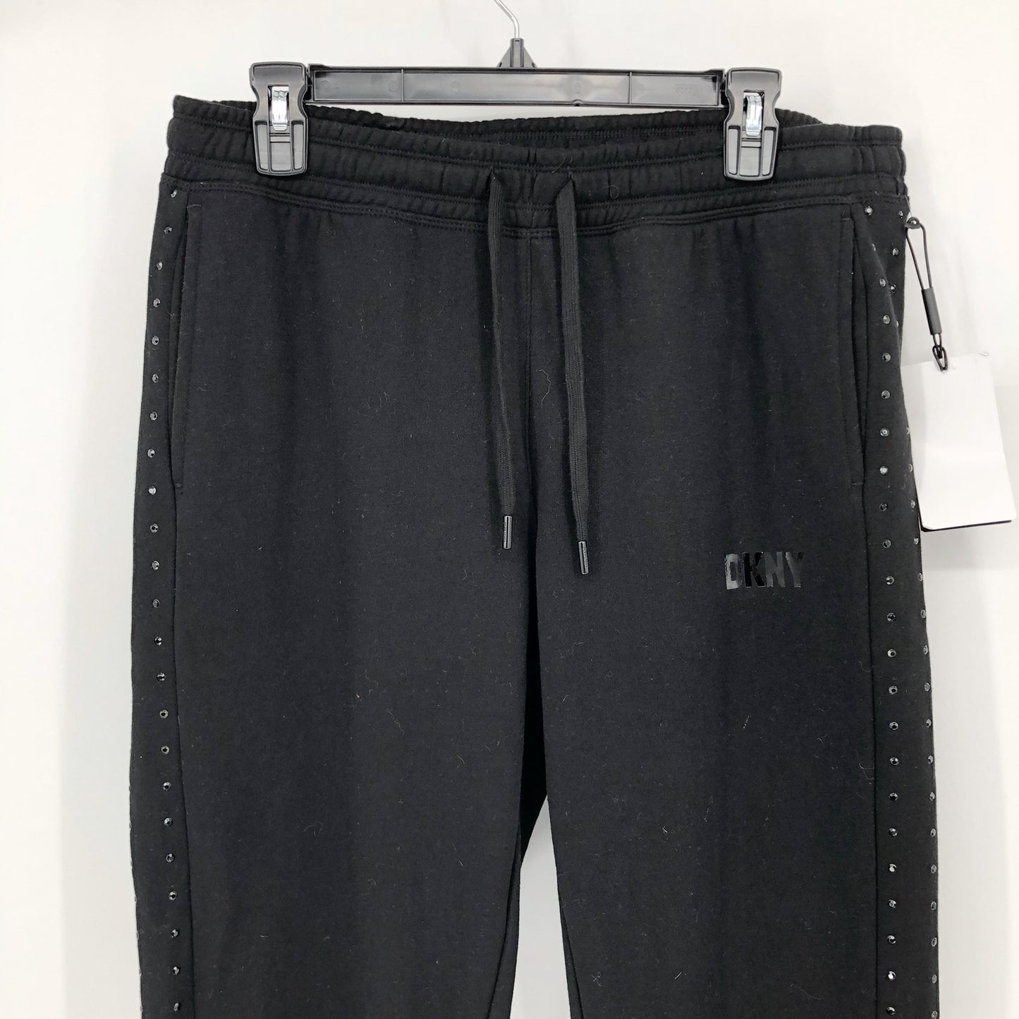 DKNY SPORT Womens Relaxed Joggers Medium Black Pants Embellished NWT