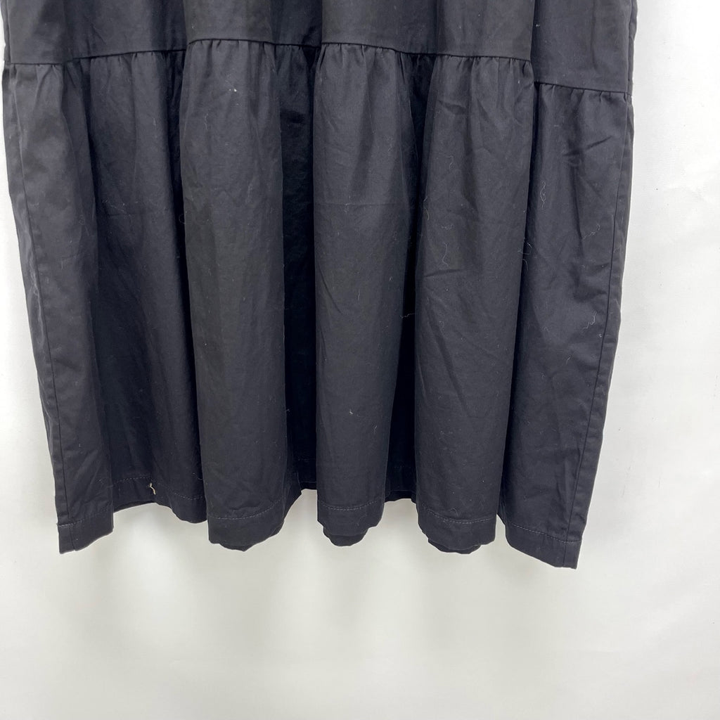 Everlane Womens Tiered Mock Neck Dress XS Black Short Sleeve Prairie Cotton NWT