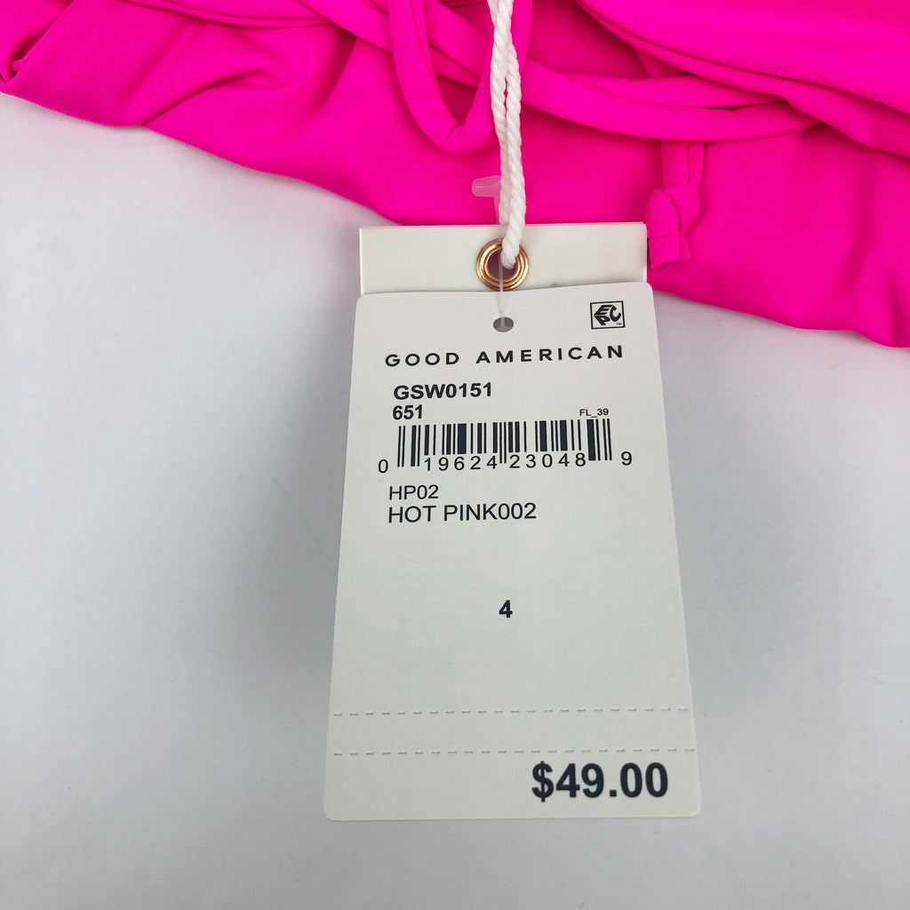 Good American Tiny Ties Bikini Bottoms Sz 4 XL Hot Pink Swimwear Matte NWT