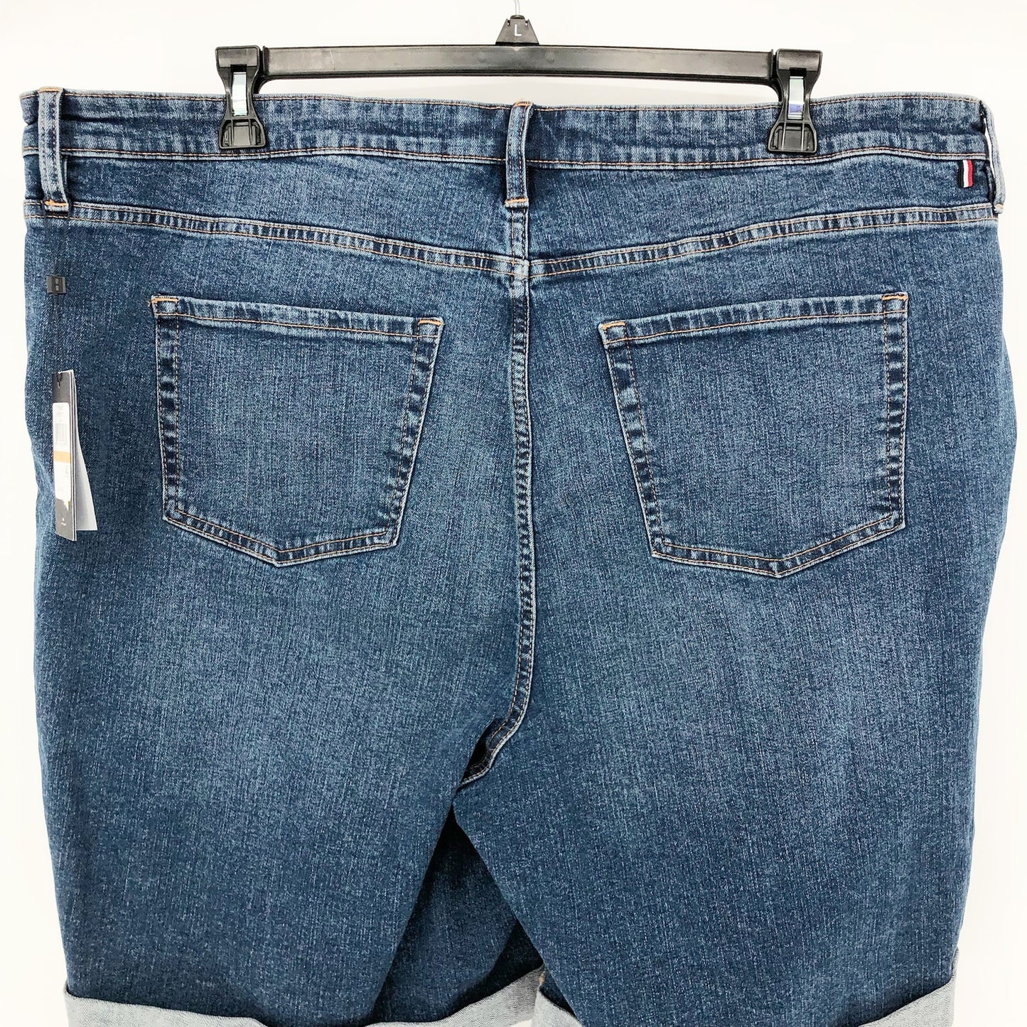TOMMY HILFIGER Women's TH Flex Denim Shorts 24W Blue Cuffed 9" Inseam Cuffed NWT