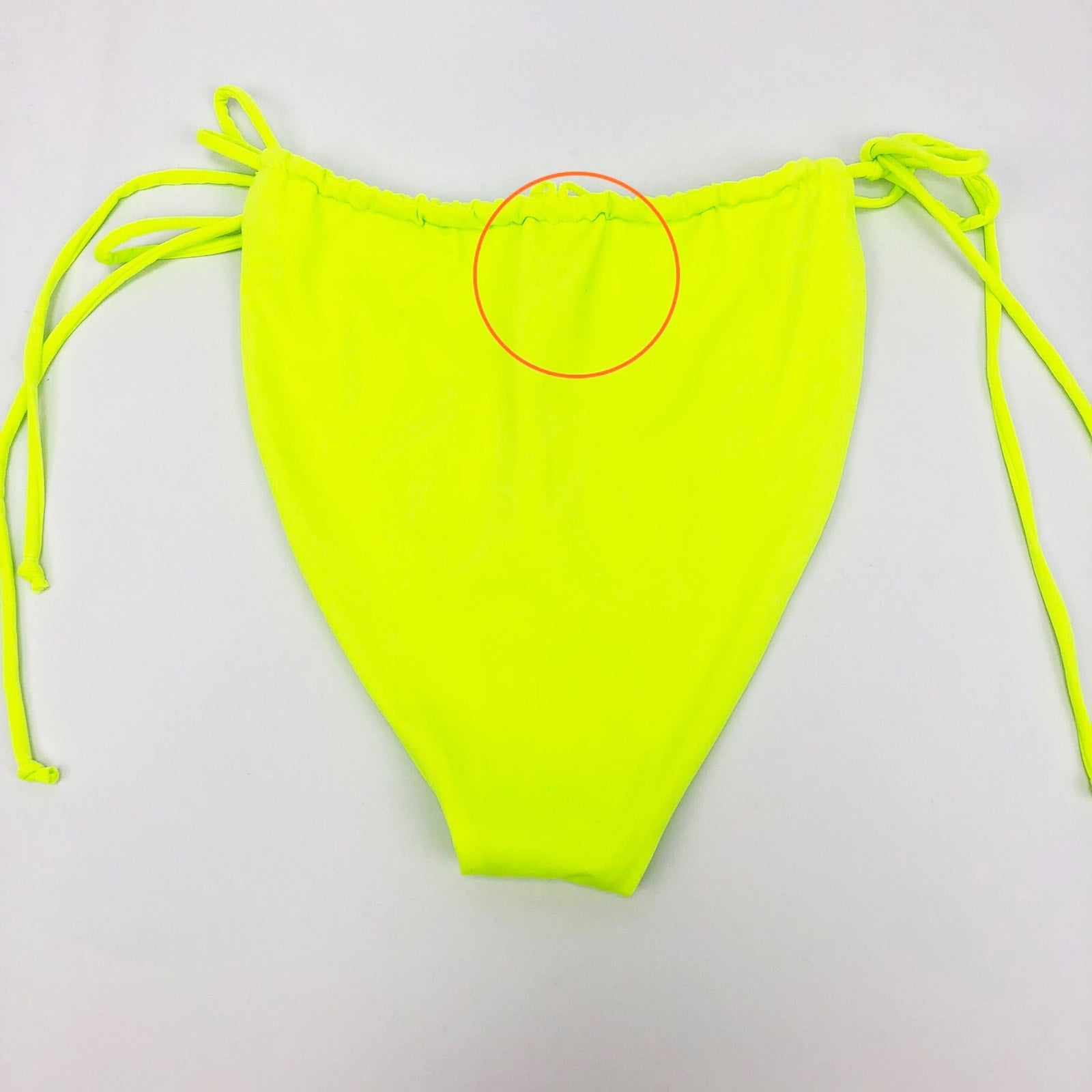 Good American Tiny Ties Bottoms 3 Large Swim Matte Electric Lime Green NWT FLAW