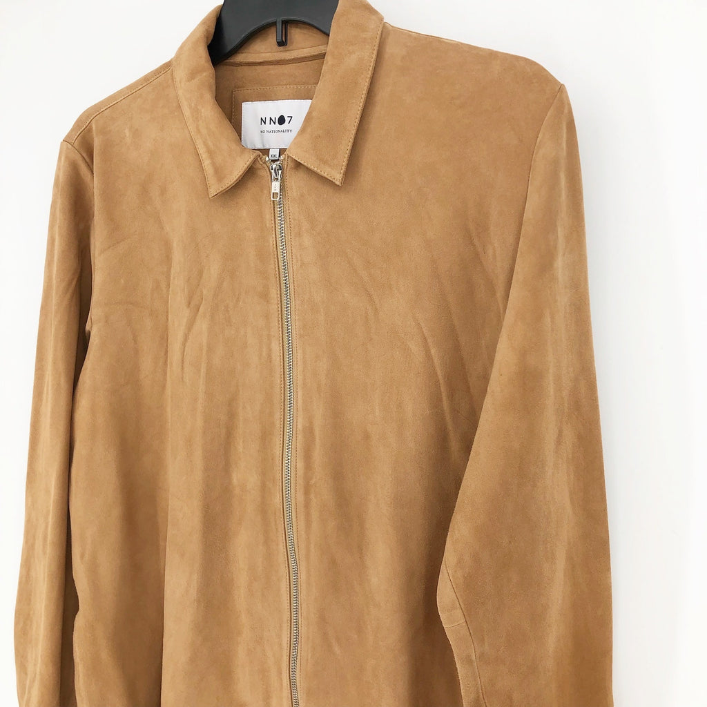 No Nationality Mens Zip Suede Overshirt XXL Camel Brown Jacket NN07 $1395 NWT
