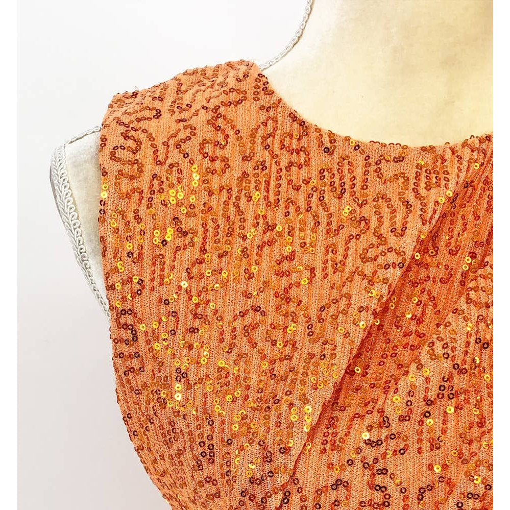 Stine Goya Womens Louiza Sequin Mini Dress Small Orange Drape Sleeveless NWOT