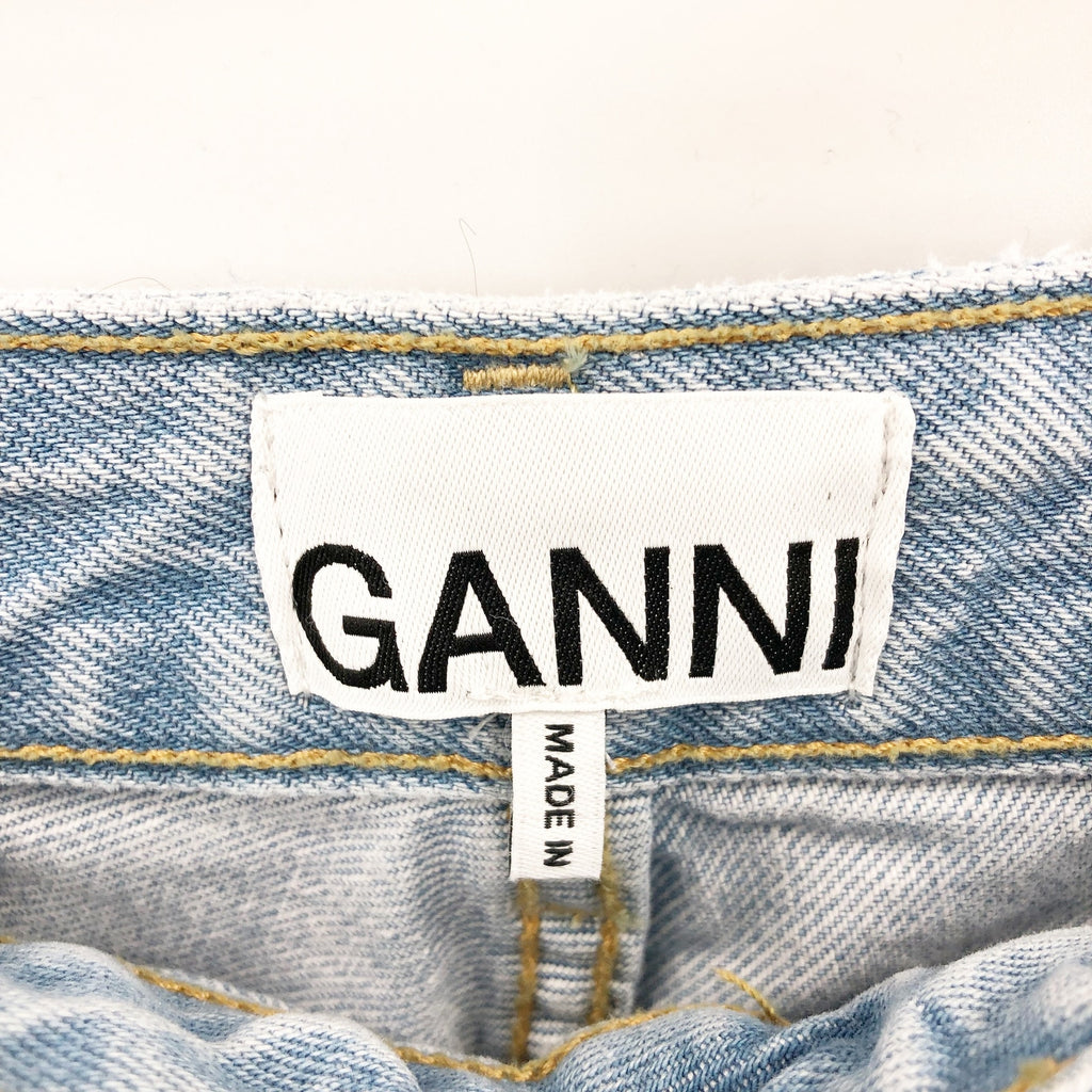 GANNI Womens Misy Cropped Jeans 32 US 14 Light Blue Rigid Denim High Rise NWOT