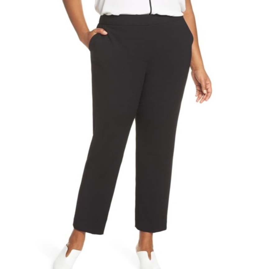 HALOGEN Women Ankle Pants Black Size 22 Classic Pull-On High Rise Pockets NWT
