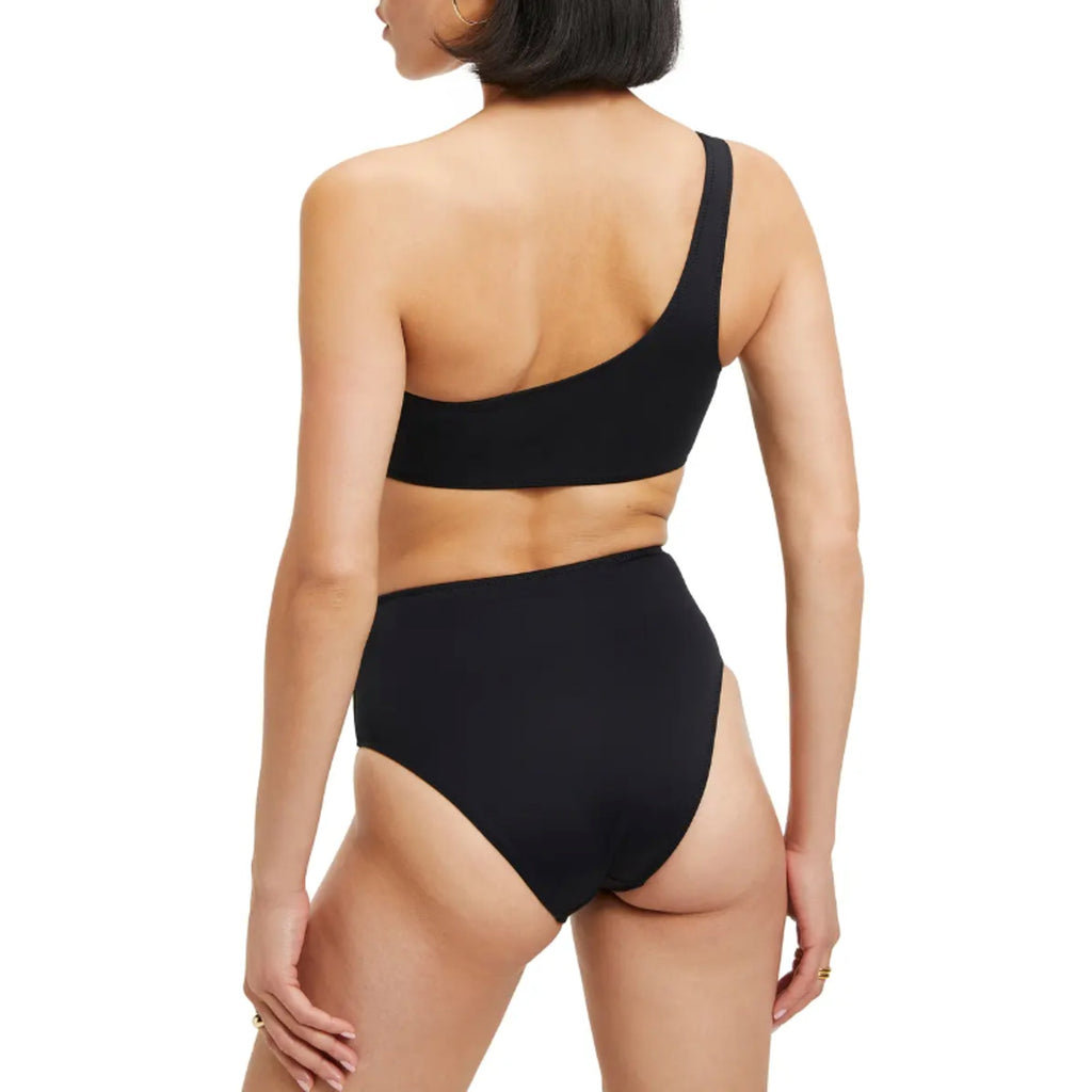 Good American Scuba Hot Shoulder Bikini Top Sz 6 US XXXL Swimwear Black NWT